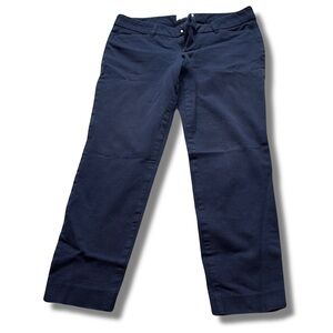 Old Navy Pixie Pants Navy Blue Ankle Trousers | 95% Cotton Stretch Slim Fit